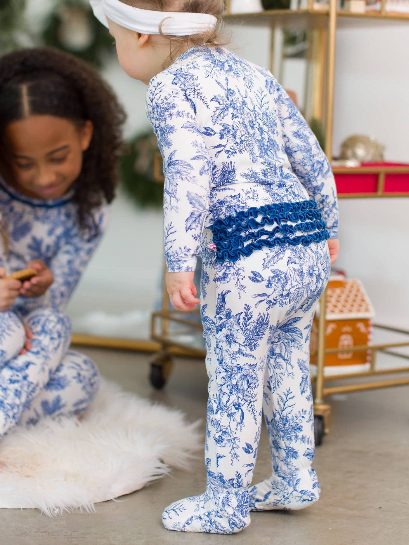 Winter Bliss Toile Bamboo Footie - RuffleButts