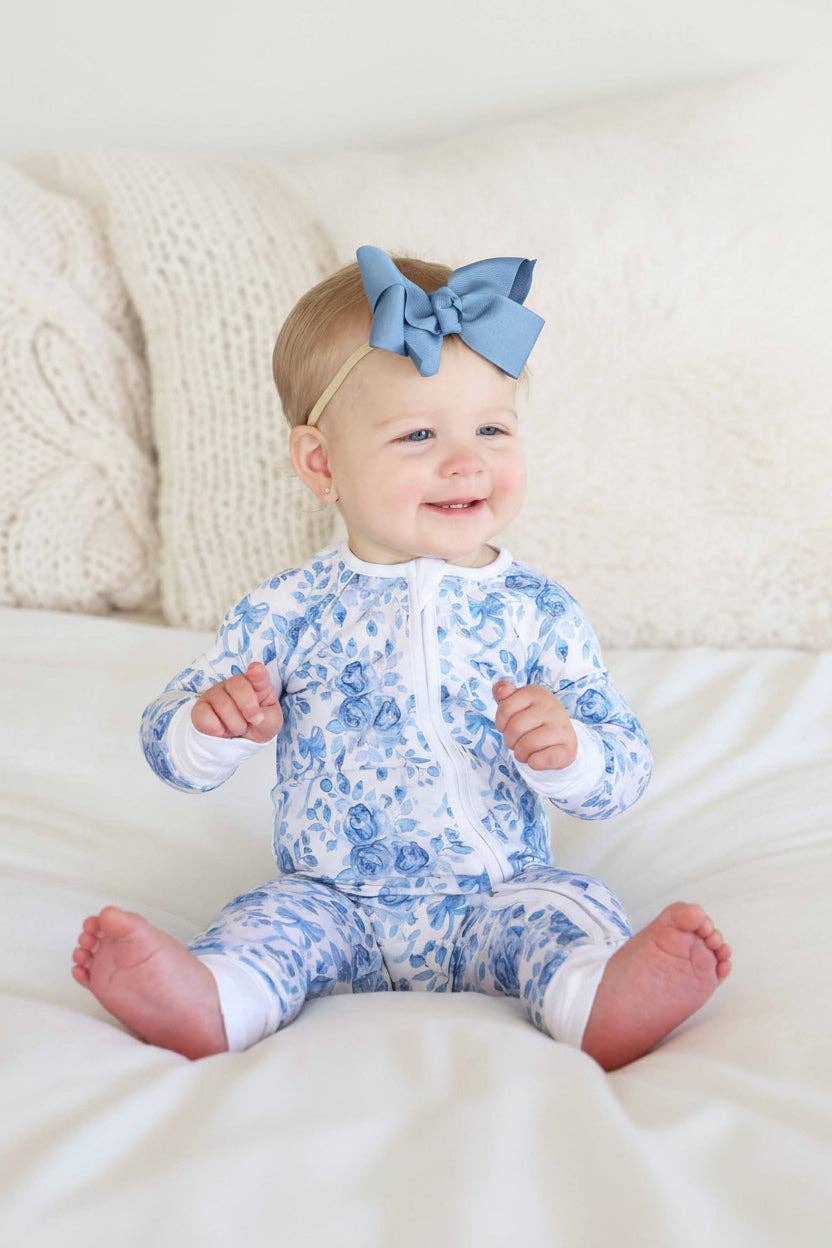 Betsy's Blue Blooms Convertible Zip Romper - Caden Lane