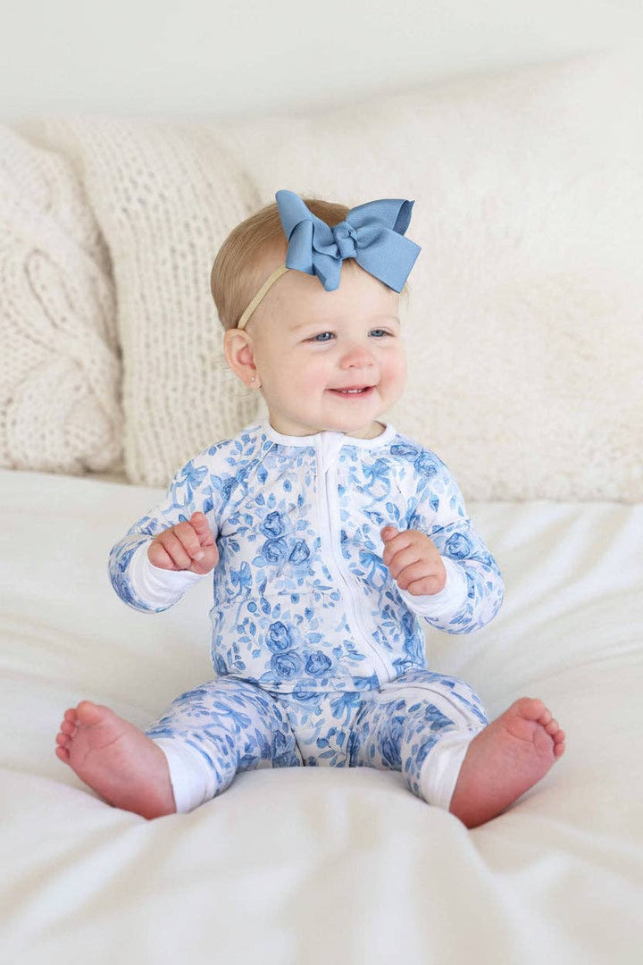 Betsy's Blue Blooms Convertible Zip Romper - Caden Lane