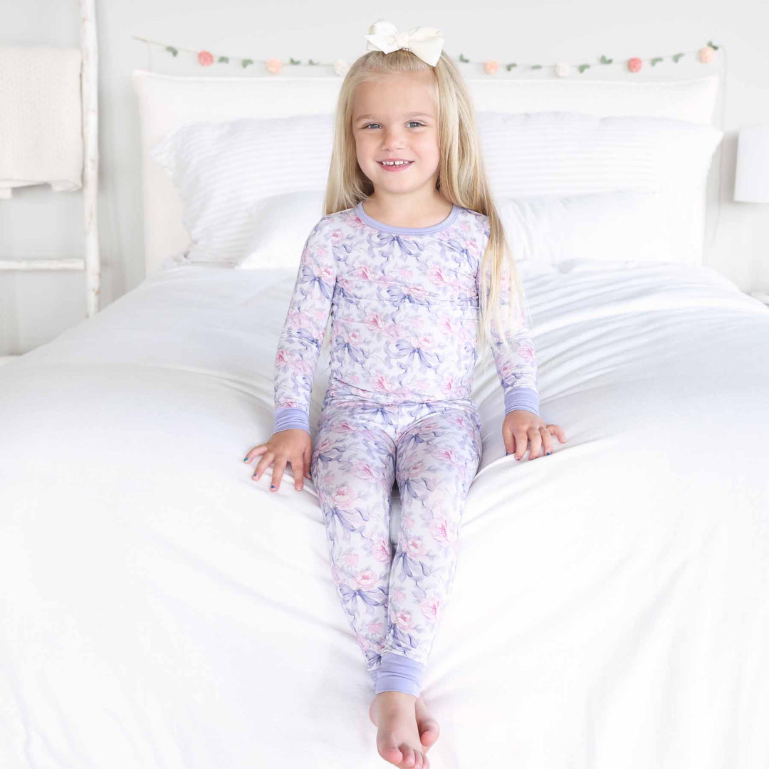 Lavender Bows & Roses Pajama Set - Caden Lane
