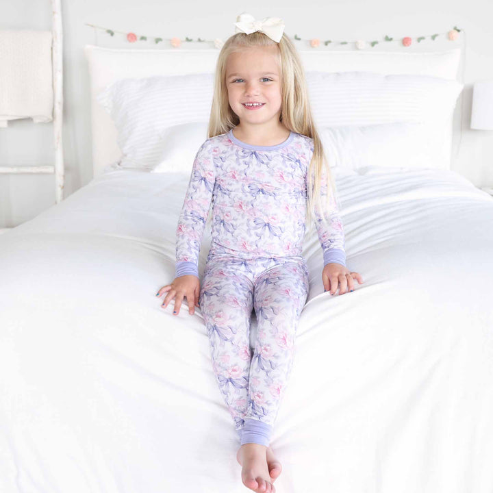 Lavender Bows & Roses Pajama Set - Caden Lane