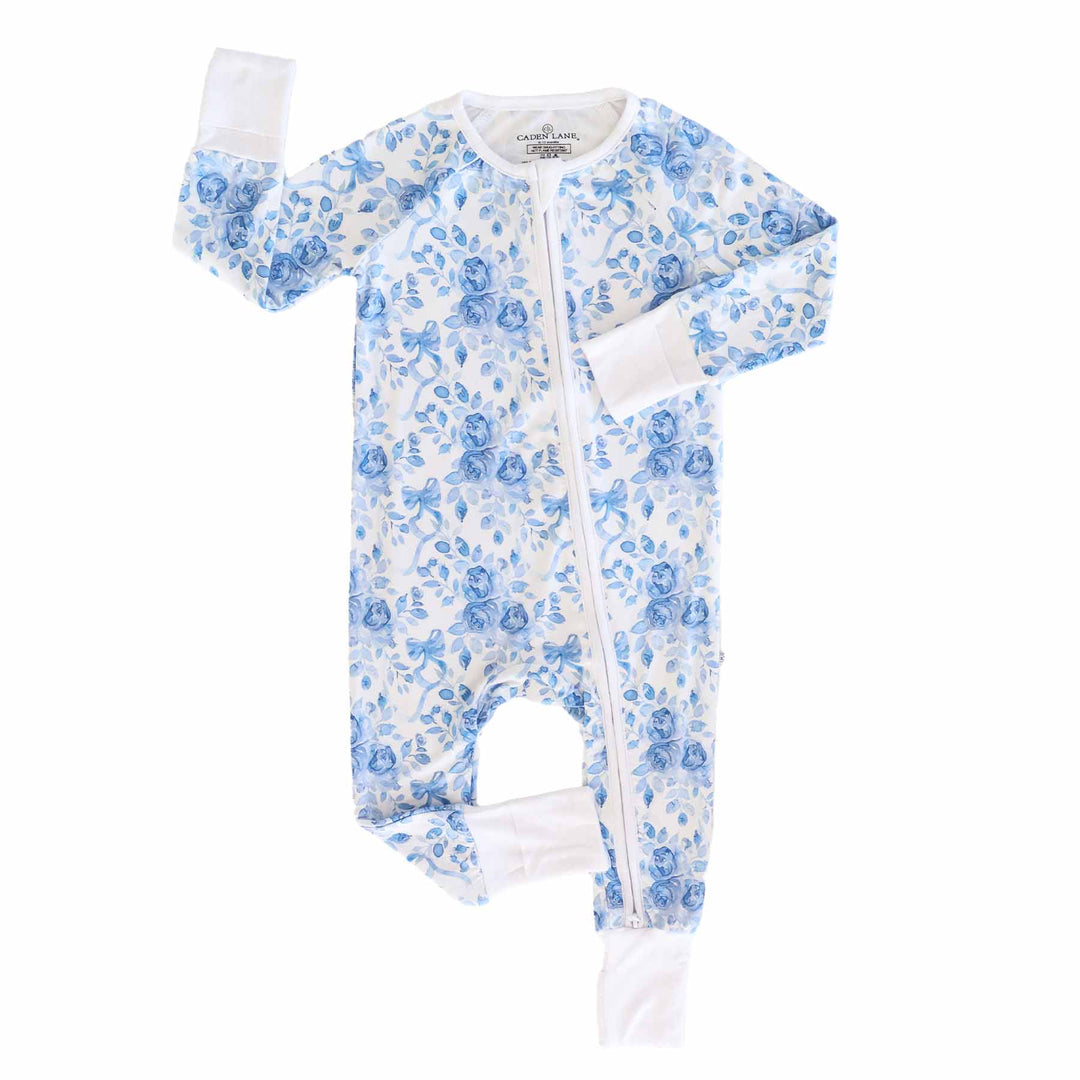 Betsy's Blue Blooms Convertible Zip Romper - Caden Lane