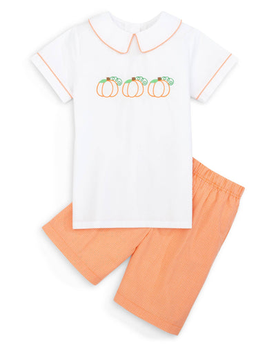 Proper Pumpkins Embroidered Short Set - Posh Pickle