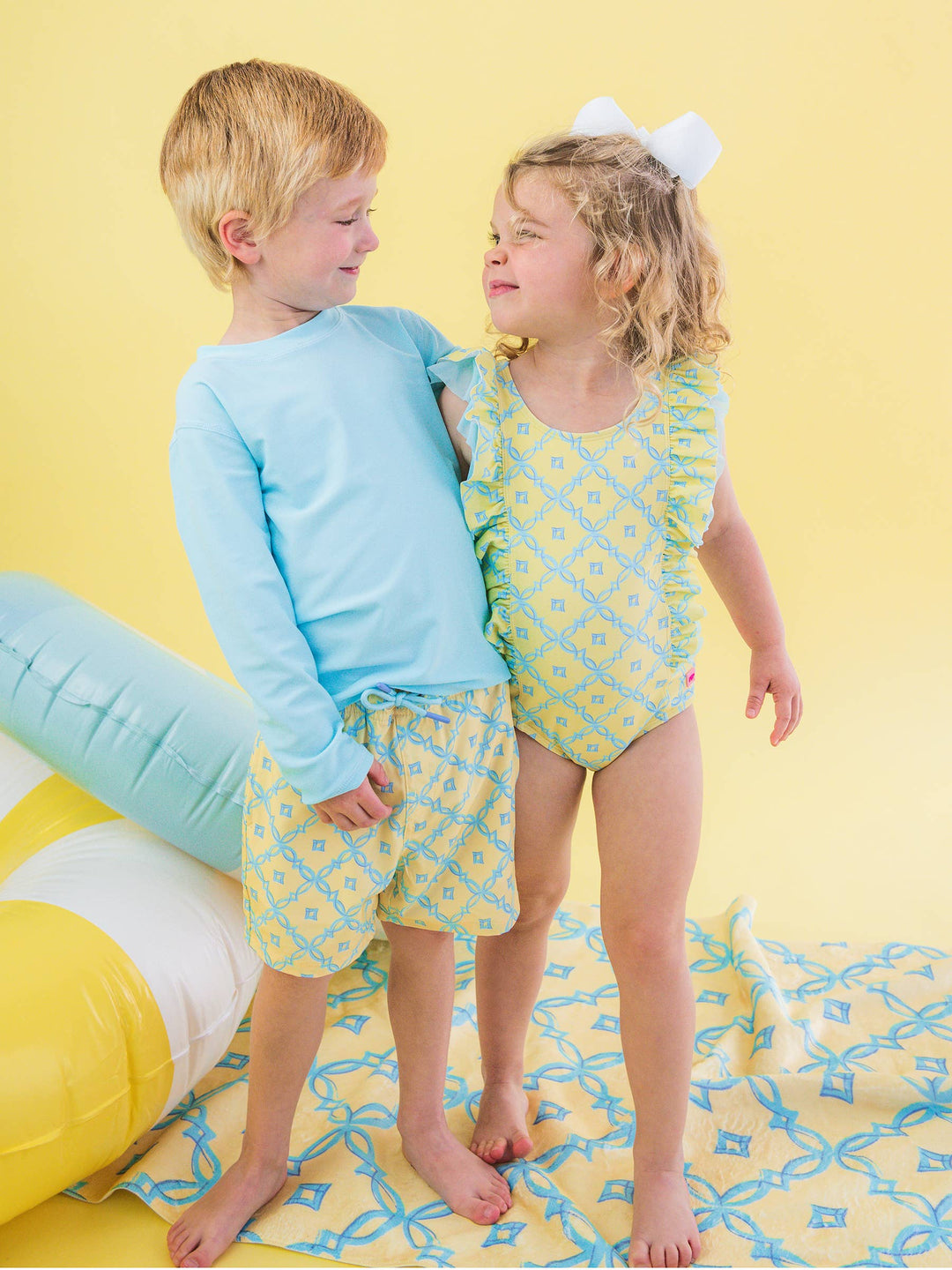 Boys Banana Coastal Charm Performance Hybrid Swim Trunks - RuffleButts