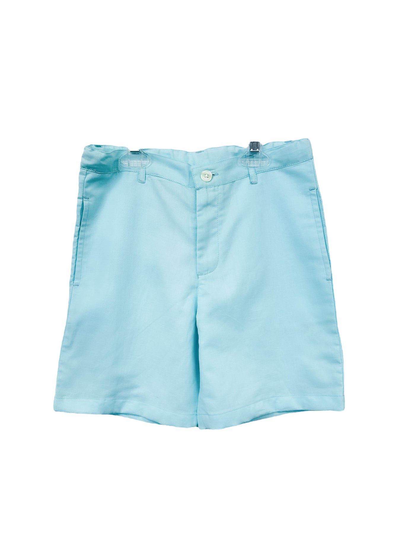 Boys Aqua Blue Linen Shorts