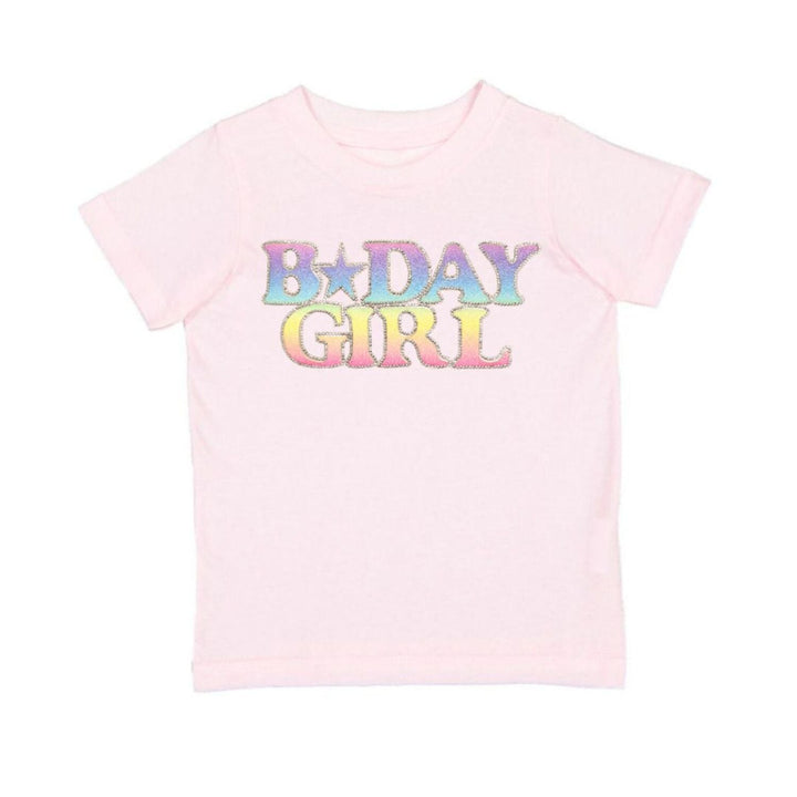 Pastel Rainbow Bday Girl Patch Short Sleeve T-Shirt - Sweet Wink