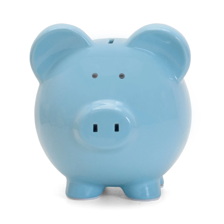 Large Blue Ceramic Piggy Bank - Child To Cherish