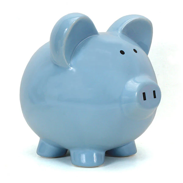 Large Blue Ceramic Piggy Bank - Child To Cherish