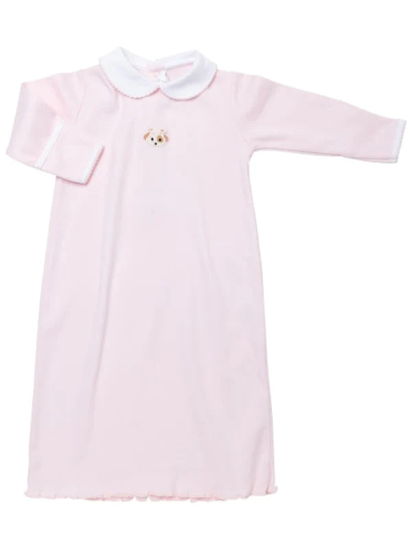 Pink Pima Cotton Puppy Gown - Milly Marie - Newborn