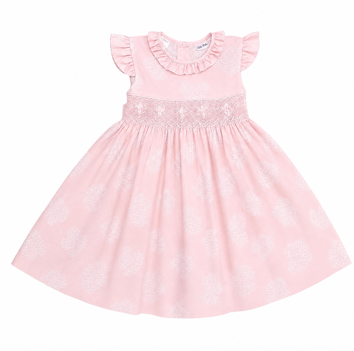 Girls Smocked Floral Hearts Dress - Lulu Bebe