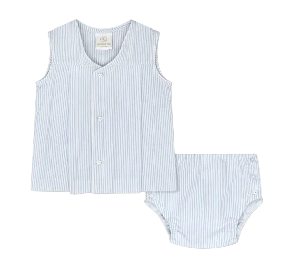 blue seersucker baby outfit