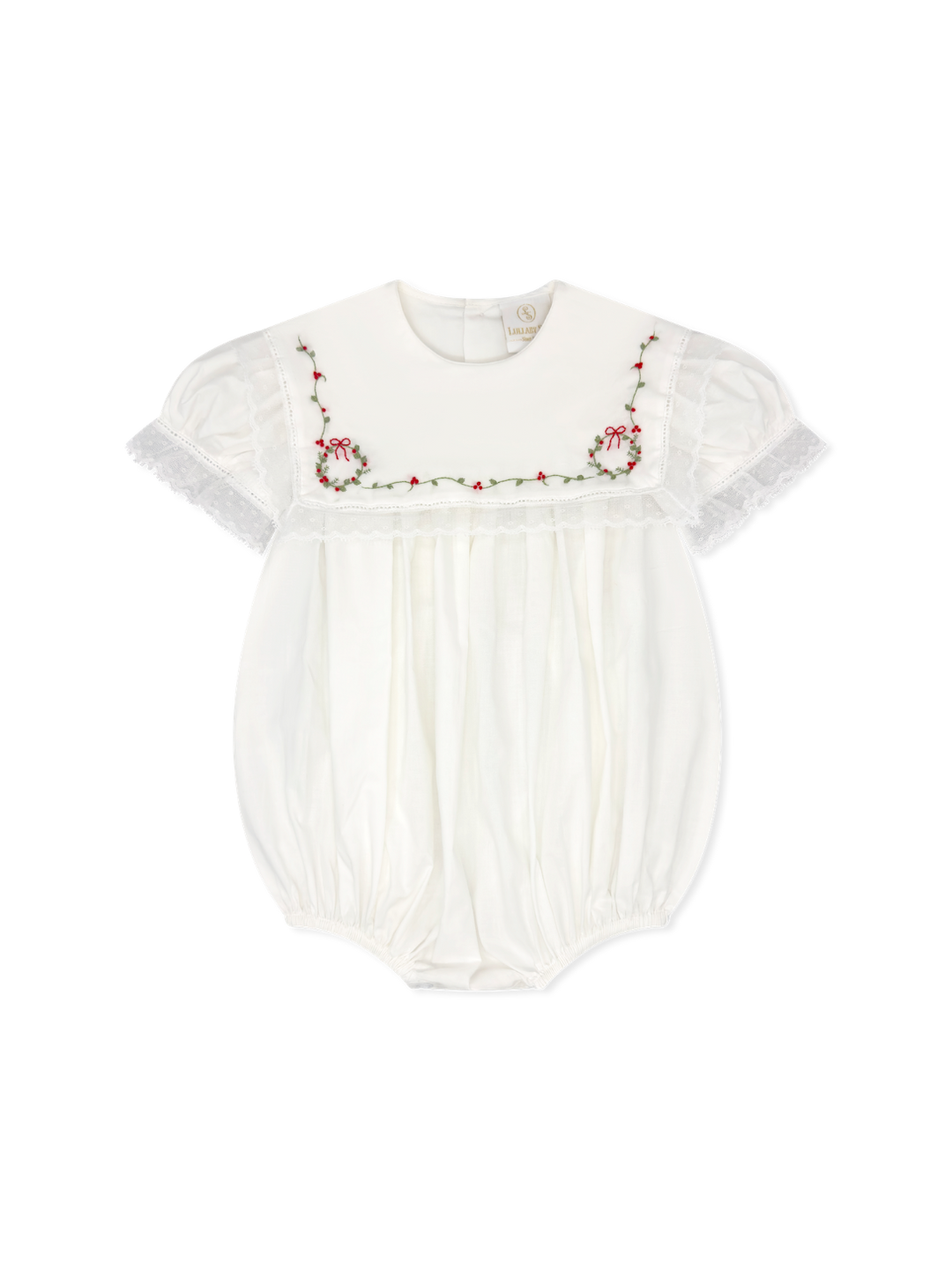White Lace with Wreath Embroidery Batiste Bubble - Lullaby Set