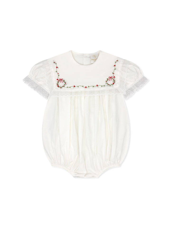 White Lace with Wreath Embroidery Batiste Bubble - Lullaby Set