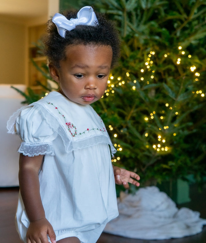 White Lace with Wreath Embroidery Batiste Bubble - Lullaby Set