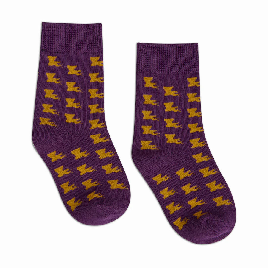 Louisiana Purple & Gold Crew Socks - BONFOLK