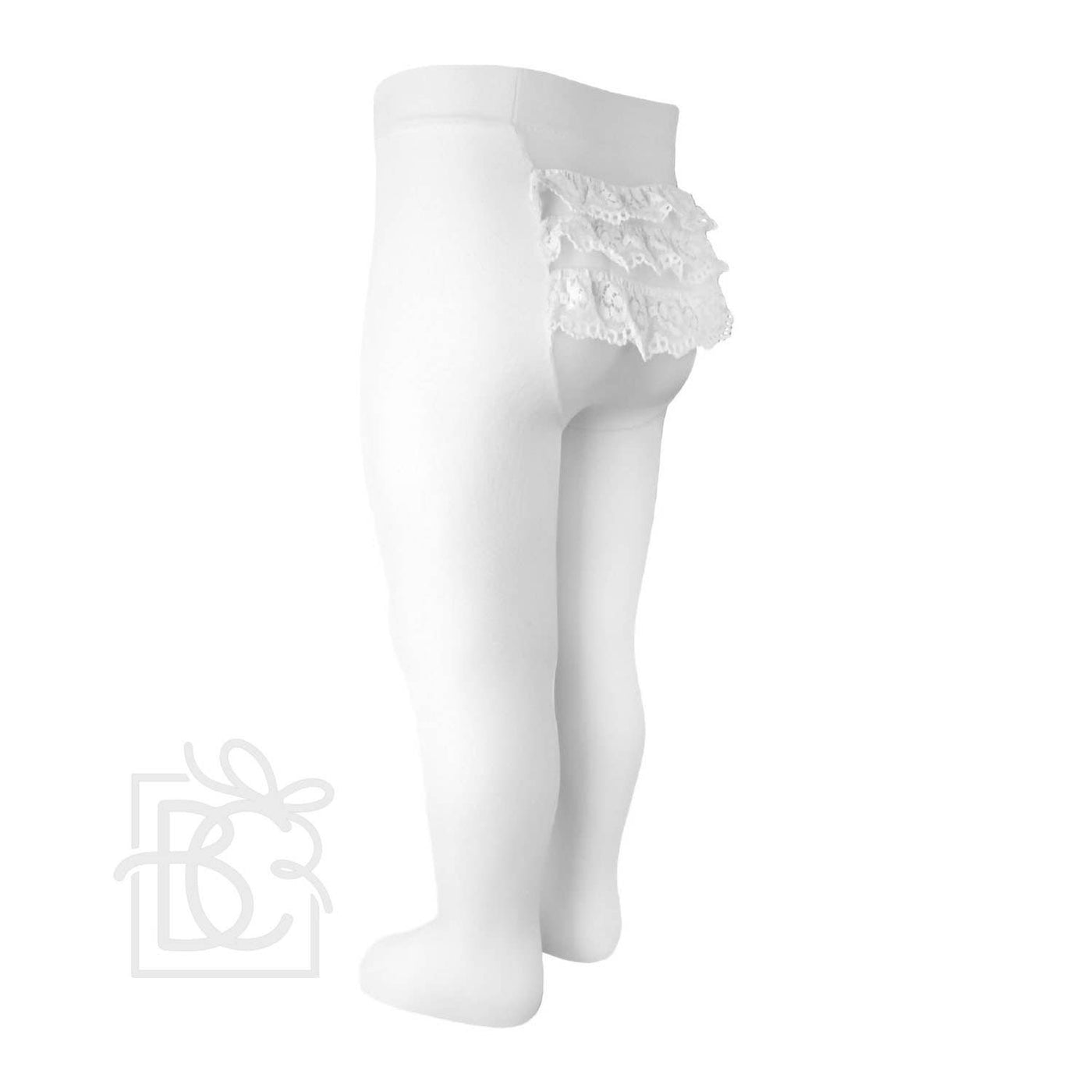 White Lace Ruffle Tights - 0/3M