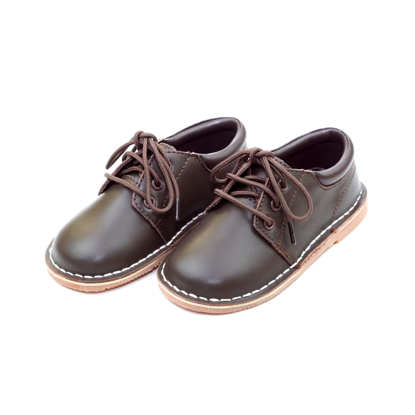 Boys Leather Lace Up Shoes - Brown, Nubuck Khaki & White