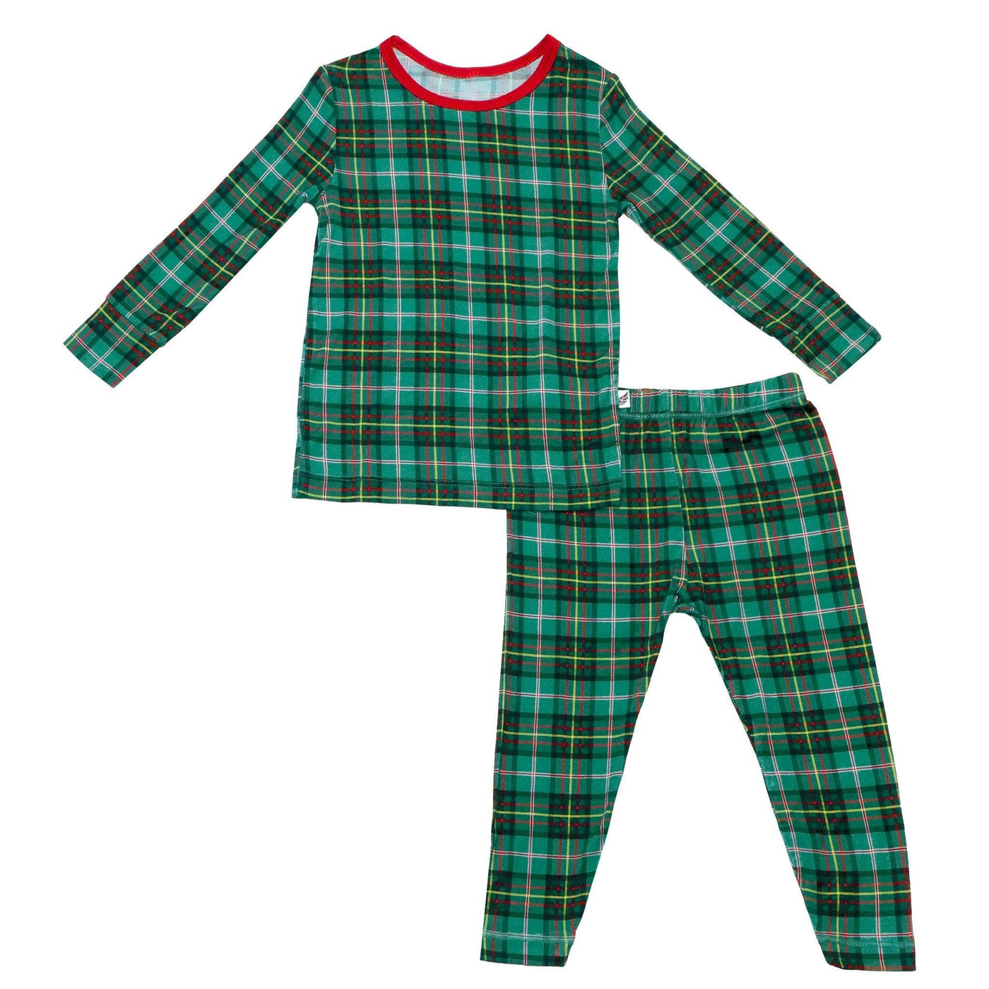 Bamboo Green Plaid Long Sleeve Pajama Set - Free Birdees