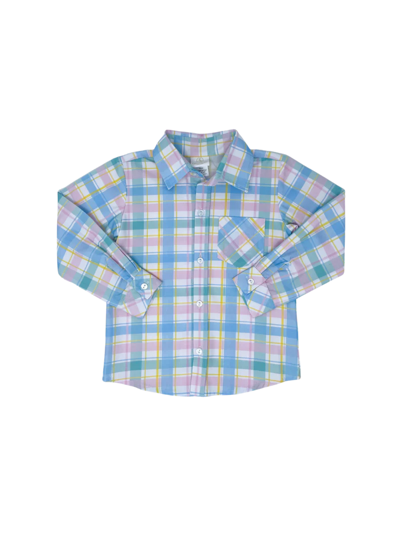 Lullaby Set Pastel Plaid Button Down Shirt - 8