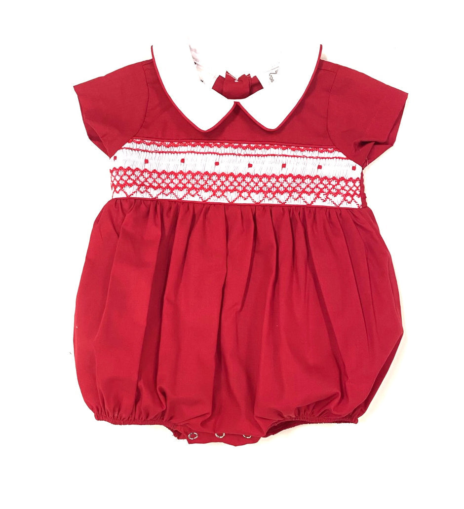 Boys Red Smocked Bubble